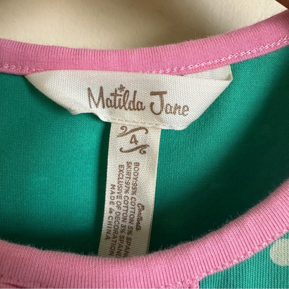 Matilda Jane girls size 4 Christmas Village Dress Pink Green Holiday Gingerbread - Picture 3 of 5